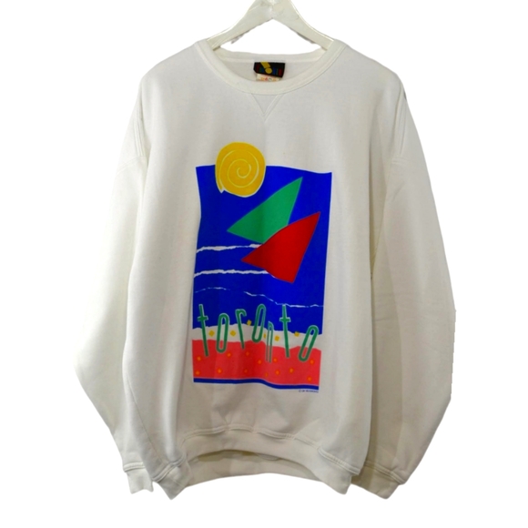 Like New Throwback OH YES TORONTO! White Crew Neck Sweater Made in Canada sz XL - Picture 1 of 7